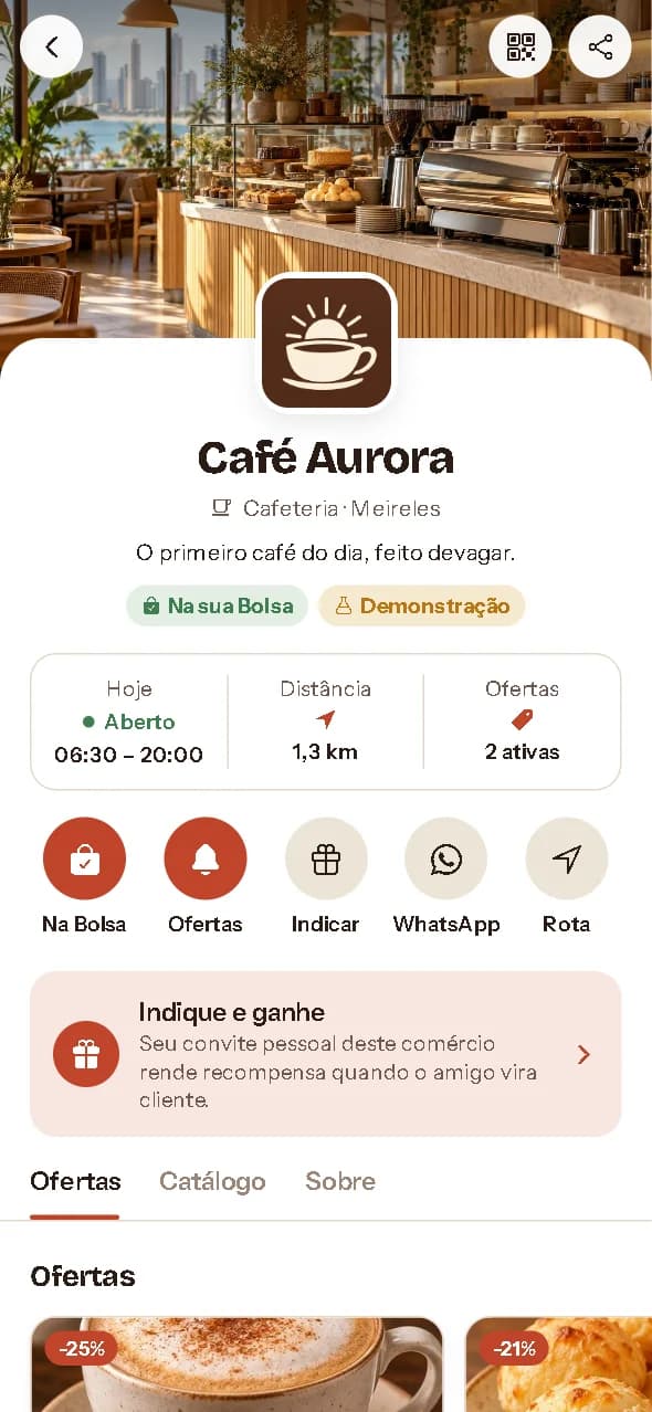 Página de um comércio